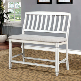 Kaliyah Antique White Counter Ht. Bench