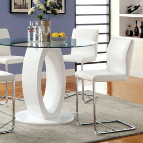 LODIA II White Round Counter Ht. Table