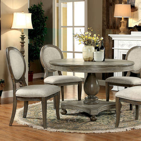 Kathryn Rustic Dark Oak Round Dining Table, Rustic Oak