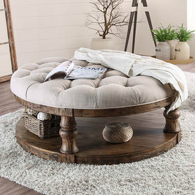 Mika Antique Oak Coffee Table w/ Cushion Top