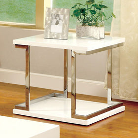 MEDA White/Chrome End Table, White