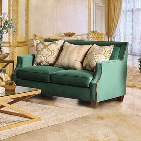 VERDANTE Emerald Green/Gold Love Seat