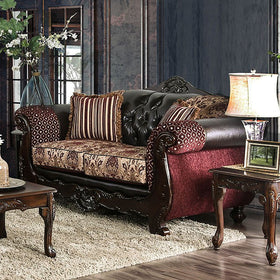 Quirino Burgundy/Dark Brown Love Seat